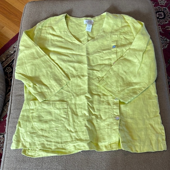 Mosaic Tops - Mosaic USA Yellow Linen Tunic Top Shirt Size Medium